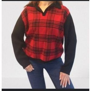 Pendleton Vintage Red‎ Buffalo Plaid 100% Wool Sweater, size Xl